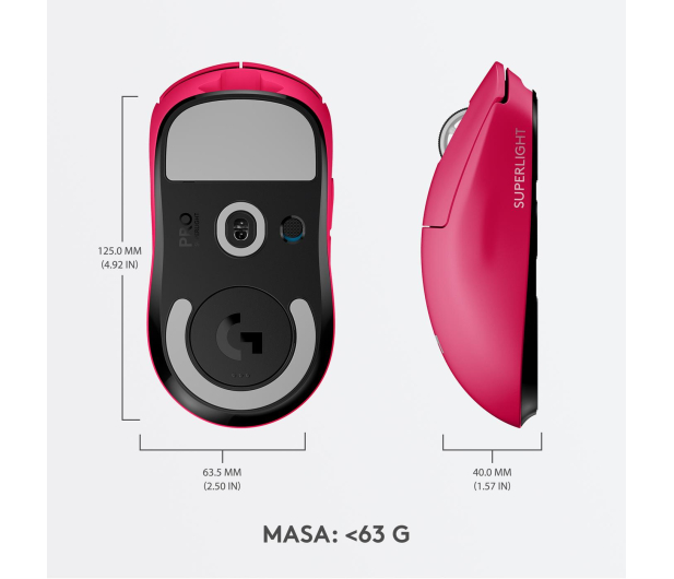 LOGITECH Mysz bezprzewodowa G Pro X Superlight Magenta 910-005956 - 719874 - zdjęcie 10
